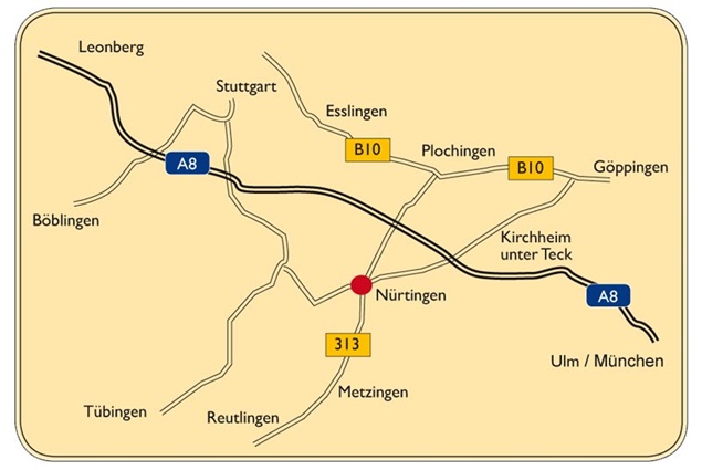 Anfahrtskizze BeSt Knecht, Podoätiologie, Nürtingen